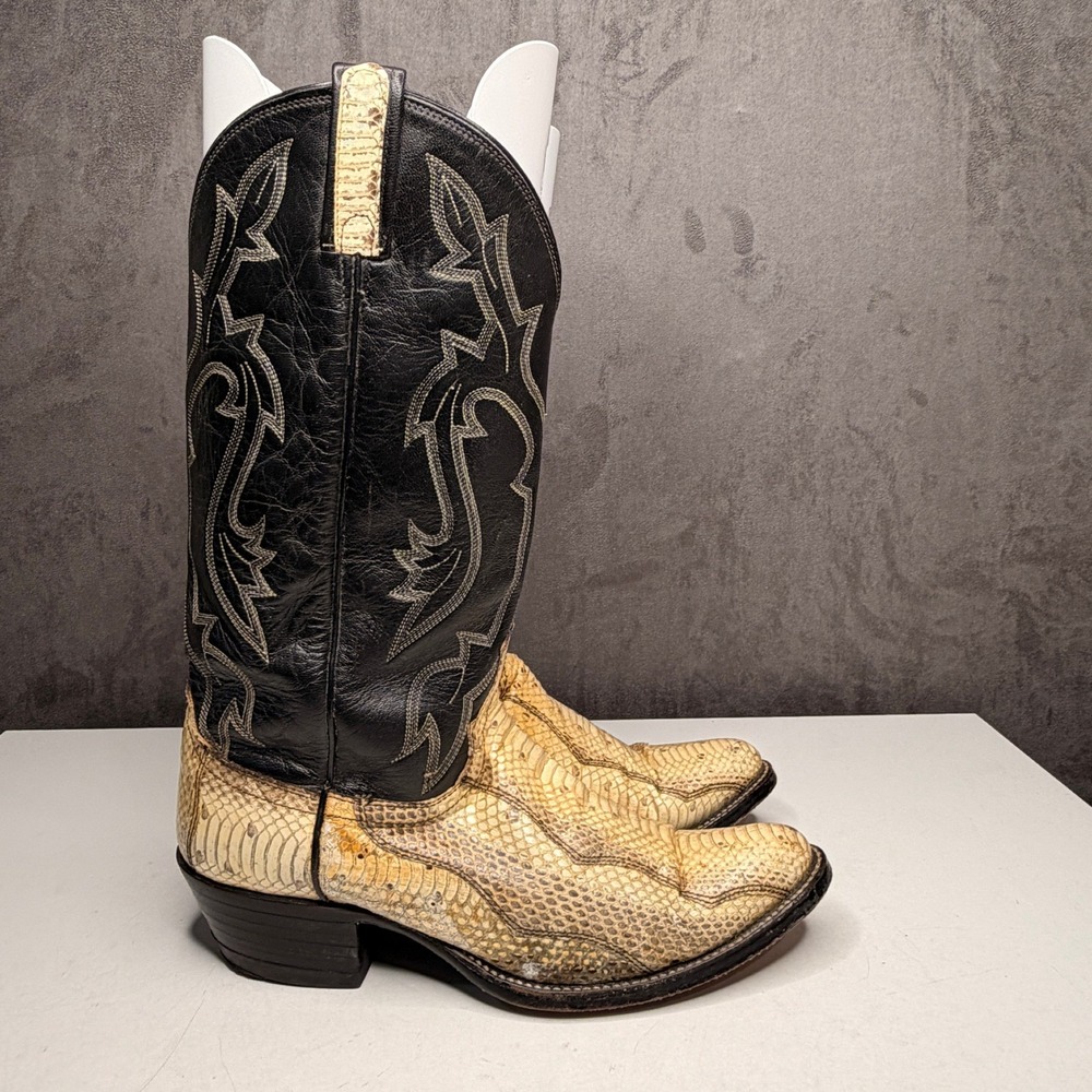 Vintage Dan Post Exotic Snakeskin Leather Western Cowboy Boots Mens Size 8.5 D